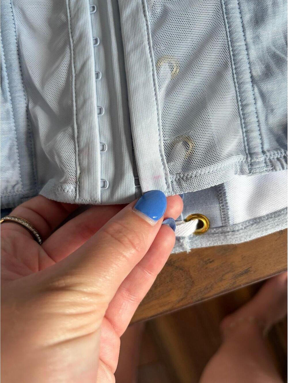Victoria's Secret denim look corset top size XS. Some staining in spots as shown - Picture 3 of 5